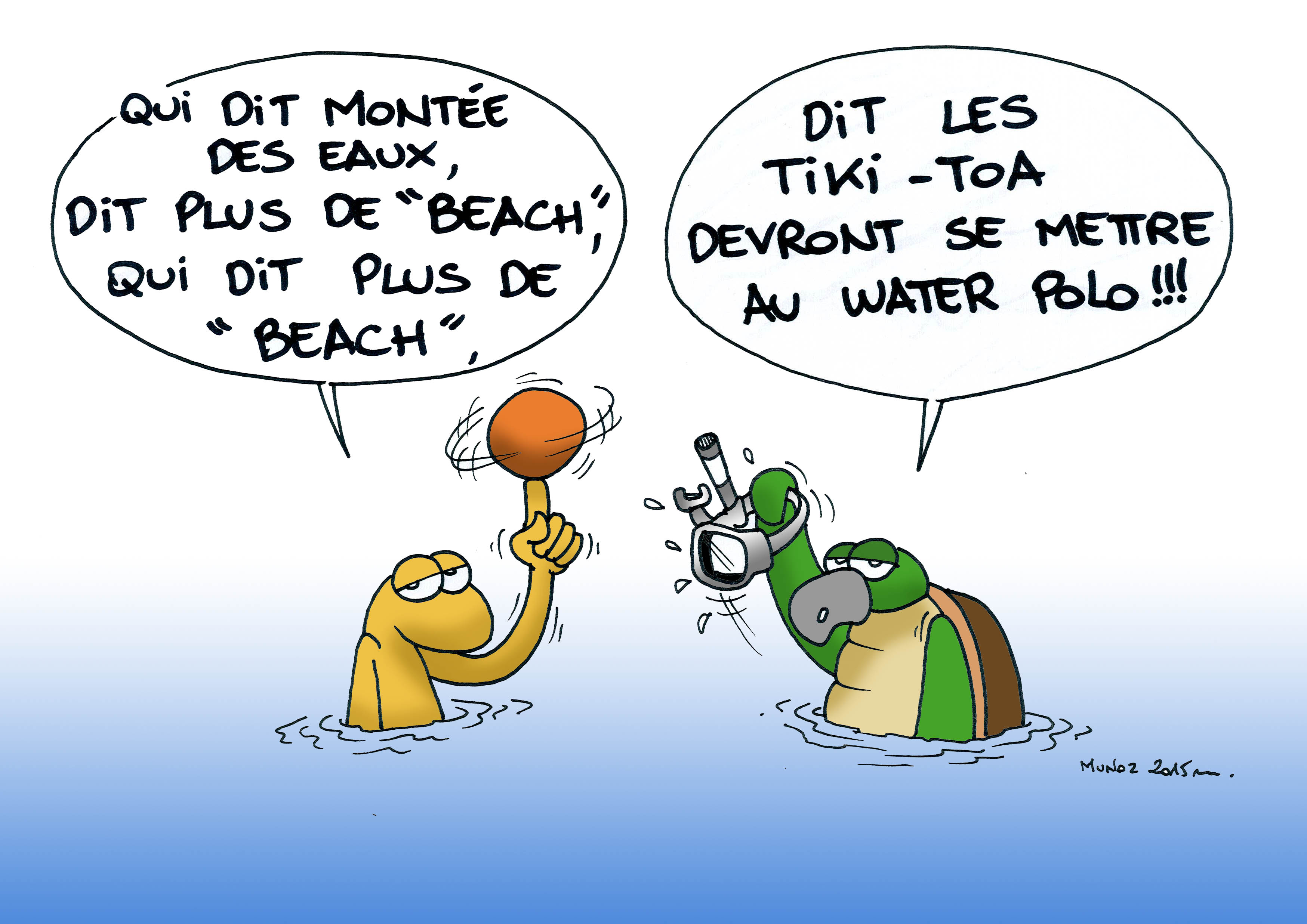 "Changement climatique : beachsoccer au water polo?" par Munoz