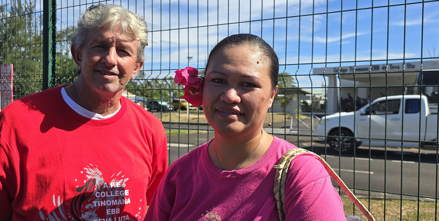 La présidente de l'association des parents d'élèves Adeline Sabatier et le vice-président Thierry Blaise
