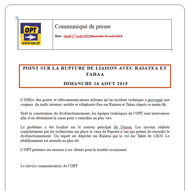 Raiatea: Un dimanche coupé du monde