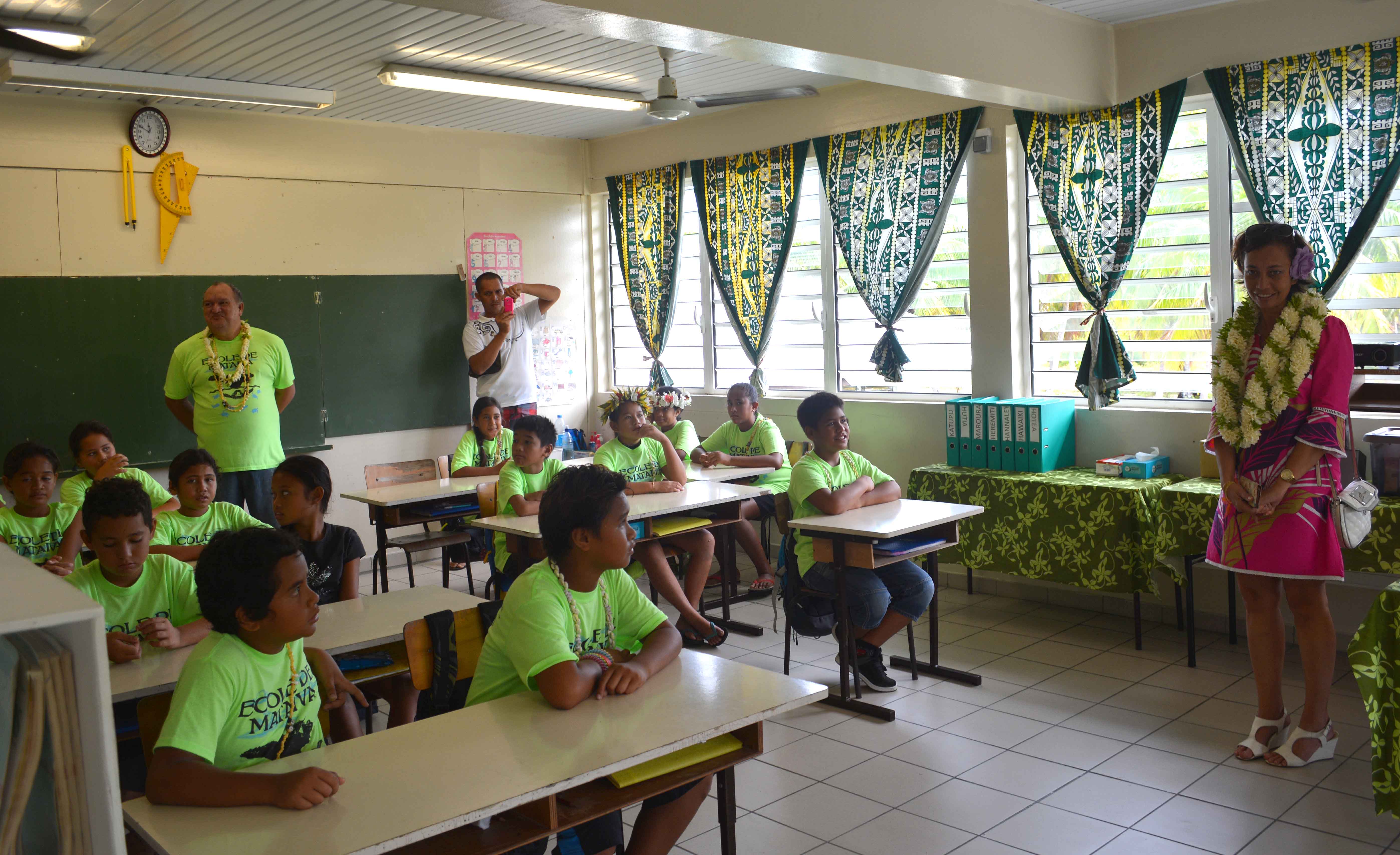 Les élèves de Rangiroa (crédit photo : Présidence)