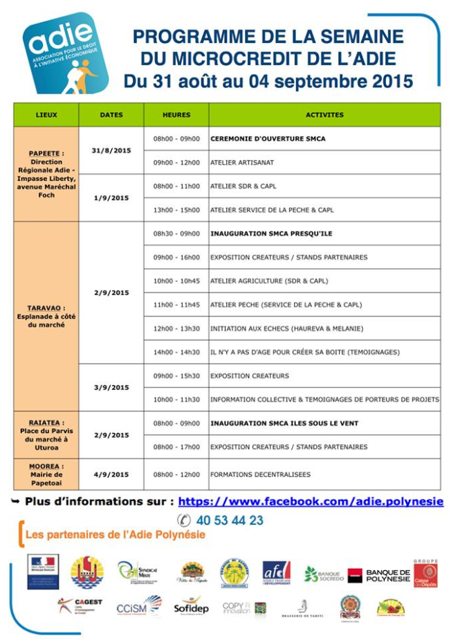 Semaine du microcrédit de l'Adie jusqu'au 4 septembre 2015 : agriculture, pêche et artisanat mis en avant