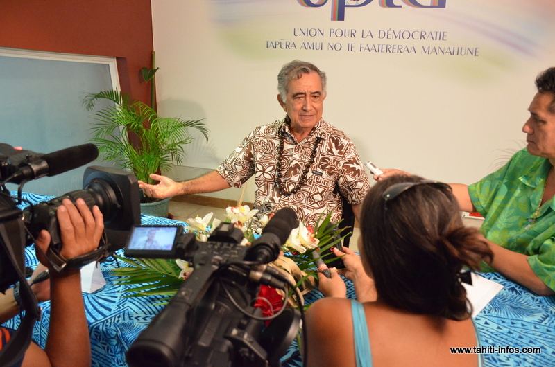Oscar Temaru, vendredi 11 septembre lors de la conférence de presse donnée par l’UPLD.