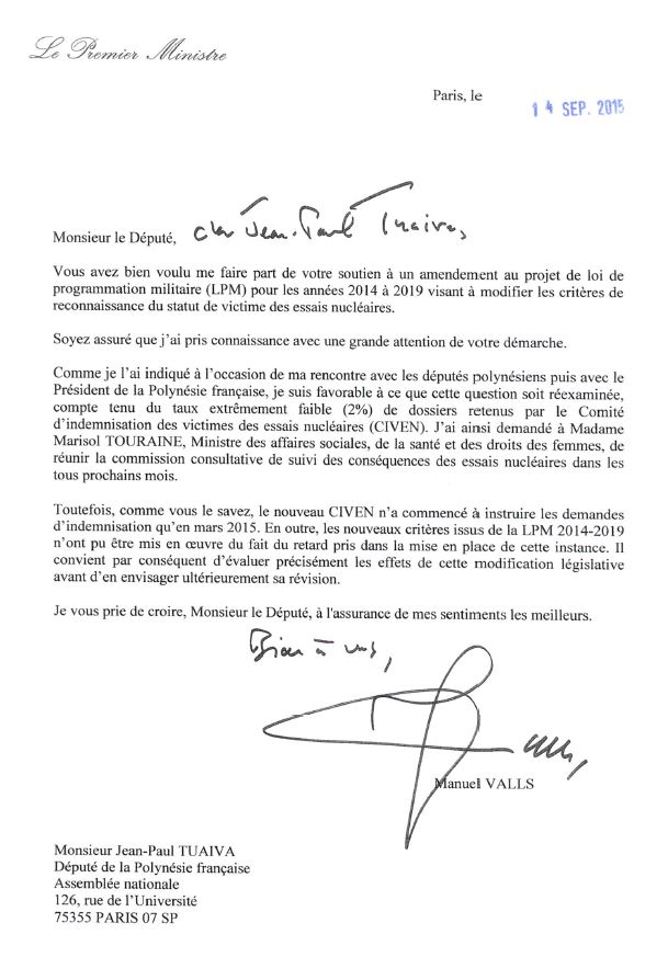 Valls "favorable" à un réexamen des conditions d'indemnisation des victimes du nucléaire