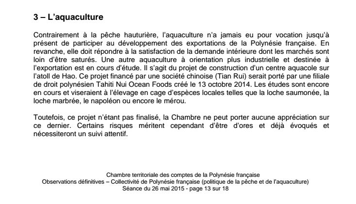 Hao : le permis de construire est prêt mais pas l'étude d'impact