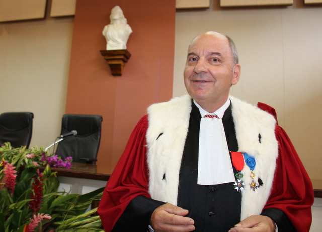 François Badie, vendredi lors de l'audience solennelle d'installation. Il est le nouveau procureur général près la cour d'appel de Papeete.