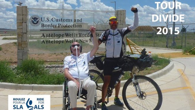 Loic Lecottier et Jean Michel Monnot à l'arrivée du Tour Divide