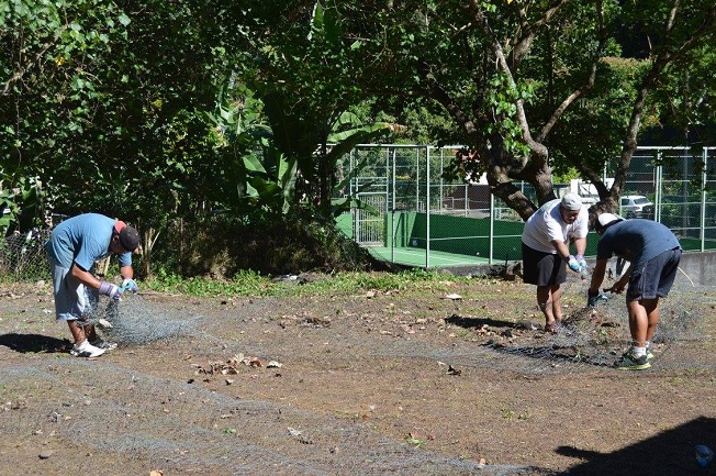 Avant que ces jardins partagés de Tenaho produisent légumes et fruits, il faut préparer et délimiter les parcelles dédiées au projet.