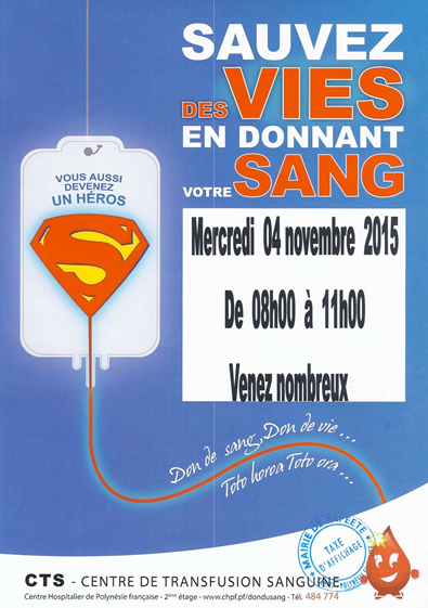 Don du sang le 4 novembre à la Mairie de Papeete