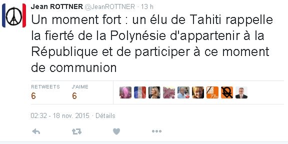 Dans un Tweet, Jean Rottner, maire de Mulhouse souligne l'engament de Tearii Alpha.
