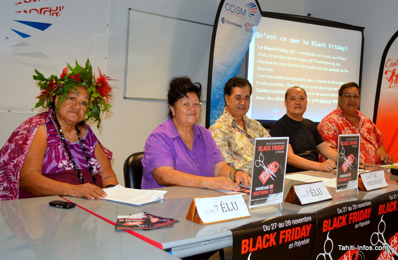 Les élus de la Commission des actions commerciales de la CCISM : Fauura Bouteau, Christine Temarii, Stéphane Chin-Loy, Joël Wong et Marc Chong.