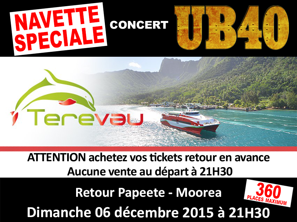 Concert de UB40 : une navette spéciale pour les habitants de Moorea