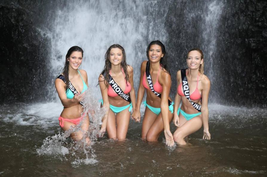 Pour leur quatrième jour au fenua, les candidates ont découvert la forêt et les cascades de Tahiti.  crédit photo : Facebook Vaimiti Teiefitu