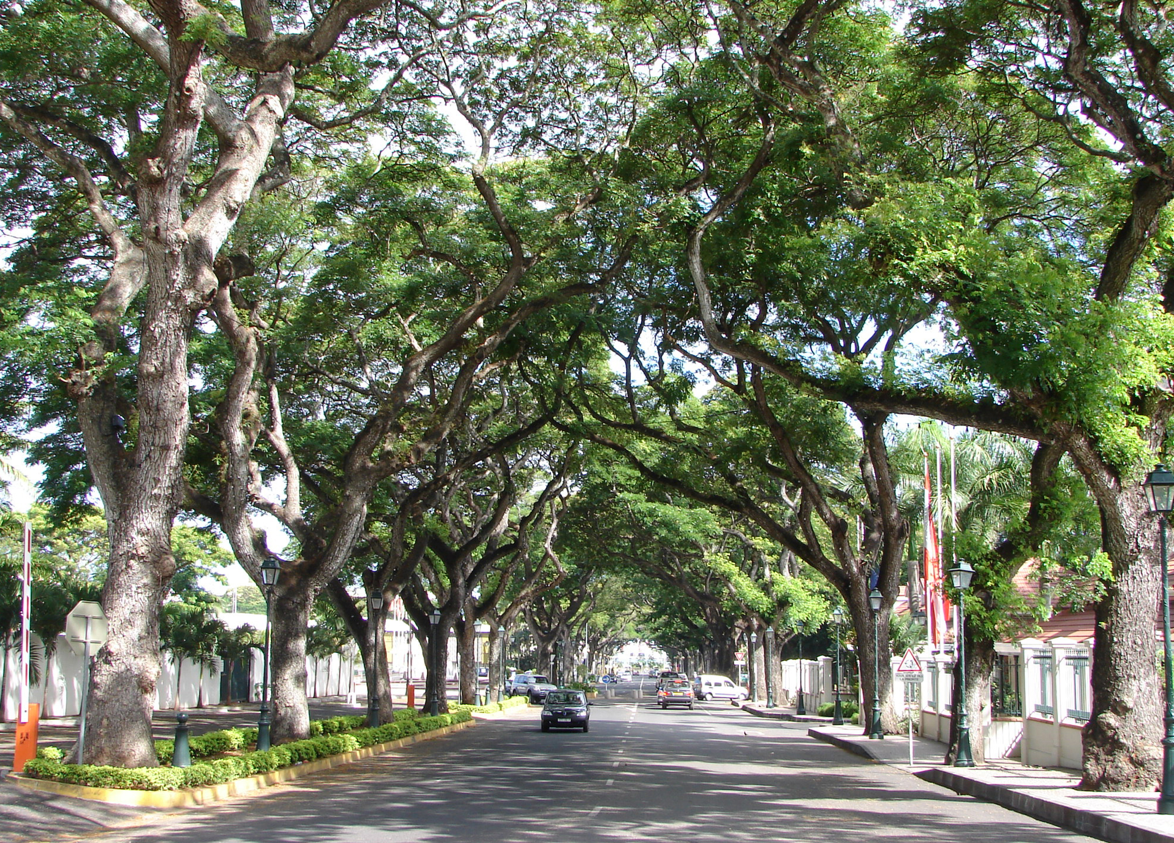 L’avenue Pouvanaa A Opaa aujourd’hui, vue vers la mer depuis le carrefour de la rue Dumont Durville