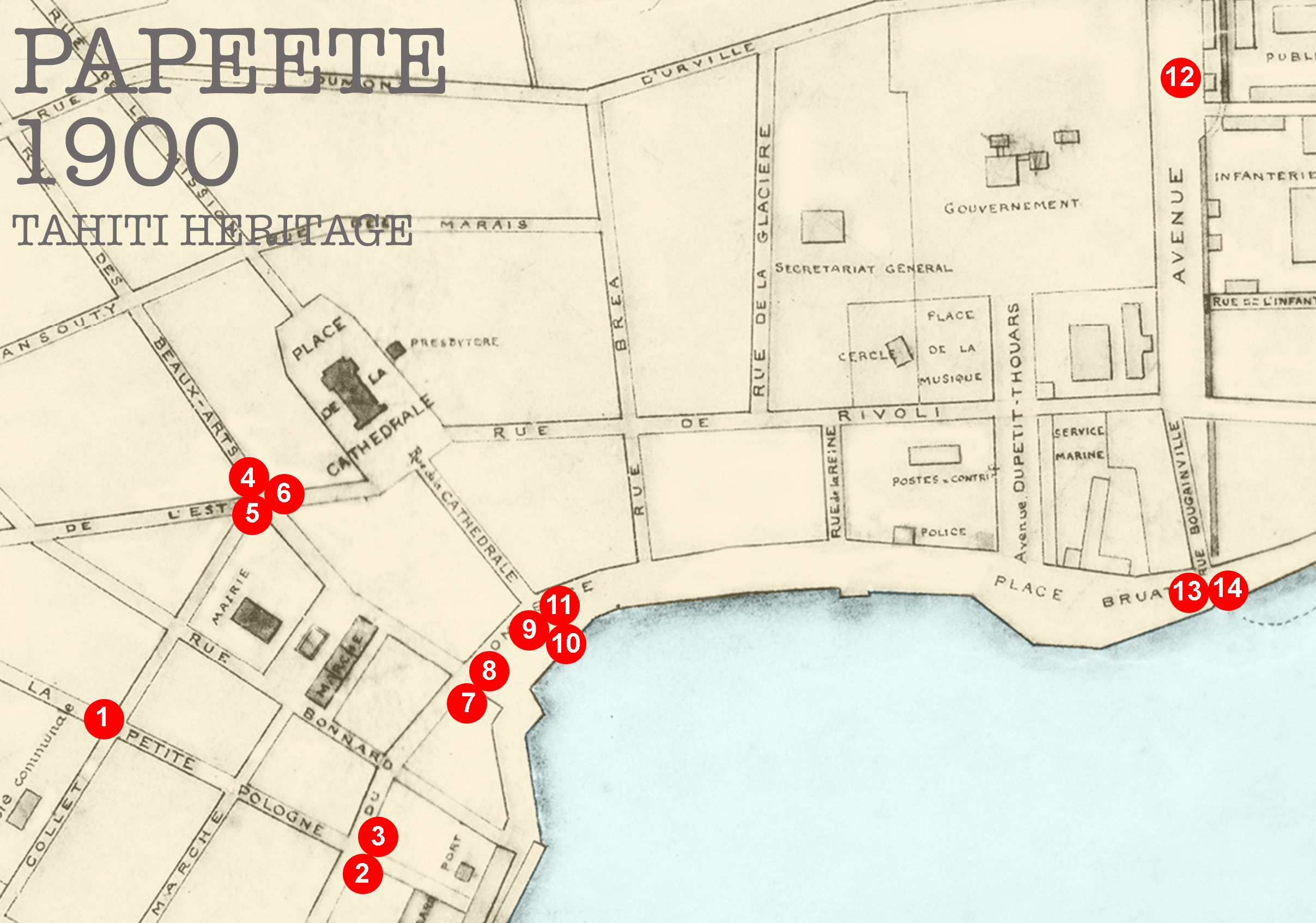 Plan ancien centre ville Papeete