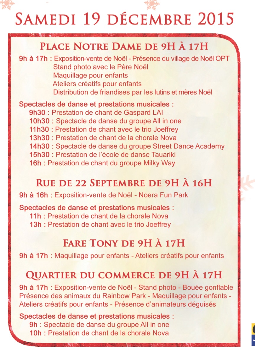 Le programme de samedi