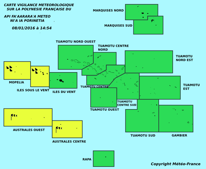 Tahiti : risque d'averses et de grains orageux