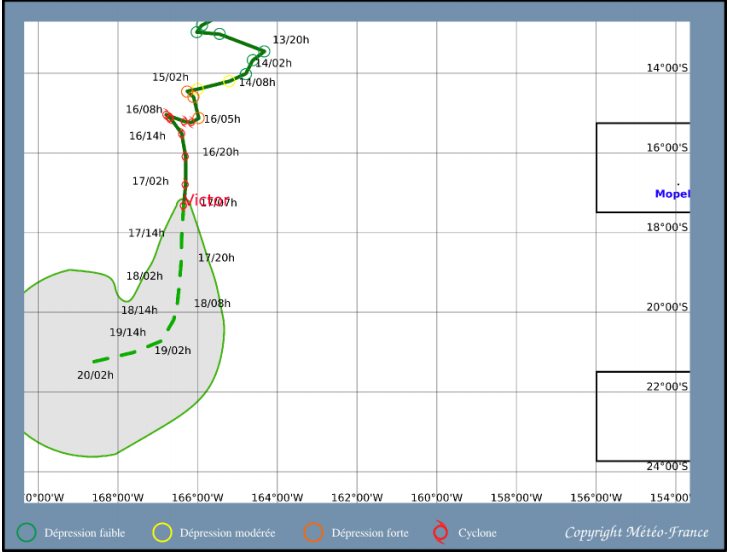 Le cyclone Victor se situe loin de Tahiti