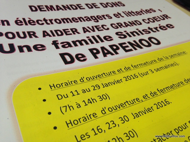 Pour son projet, Araia organise une récolte de dons durant trois semaines, au sein des locaux de la maison de quartiers de Hotuarea Nui