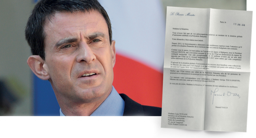 Le Premier ministre Manuel Valls assure que la DGA sera maintenue à 84 millions d’euros cette année, en réponse à la question écrite que lui avaient adressée les sénateurs polynésiens, début décembre.