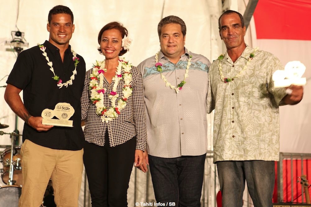 Michel Bourez, Lionel Teihotu, Nicole Sanquer et Vetea David