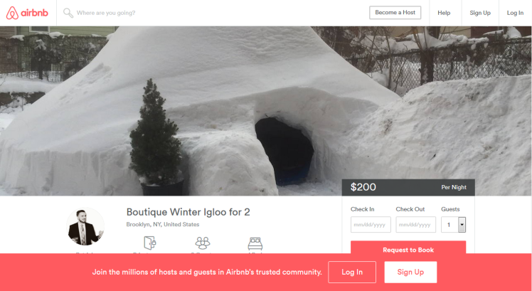 New York: après la tempête, un igloo proposé sur Airbnb