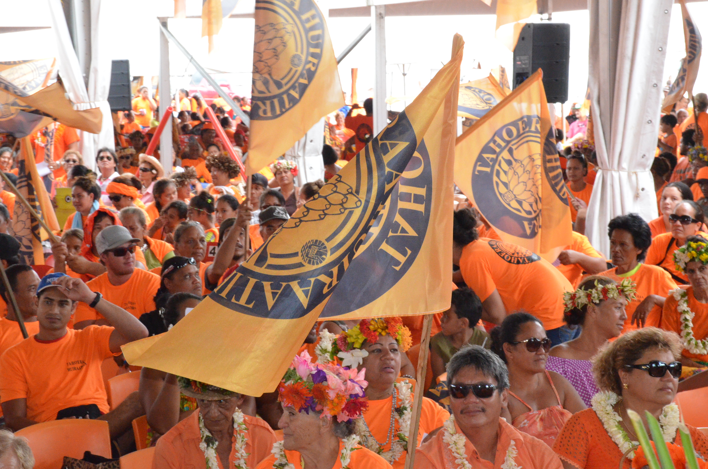 Les militants du Tahoera’a lors du dernier congrès du parti, le 28 novembre 2015 à Vaitupa, Faa'a.