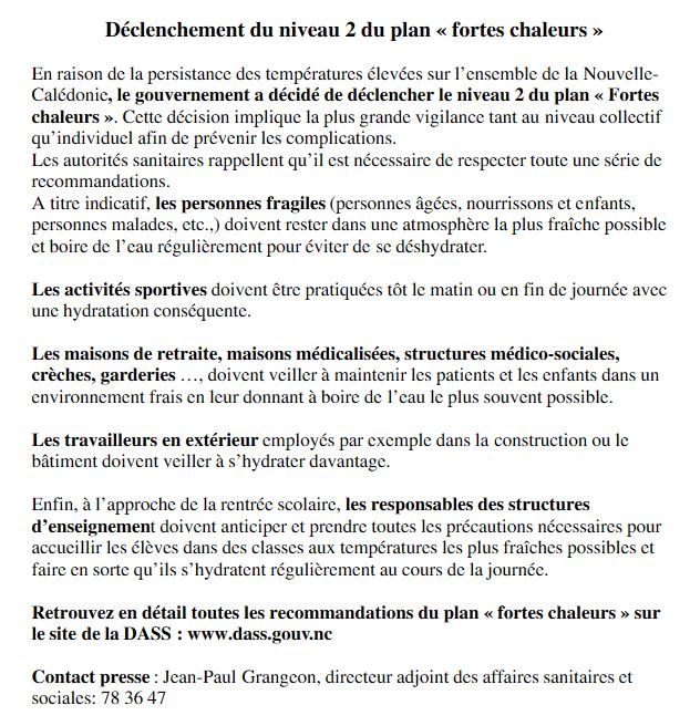 Nouvelle-Calédonie: consignes de prudence en raison de fortes chaleurs