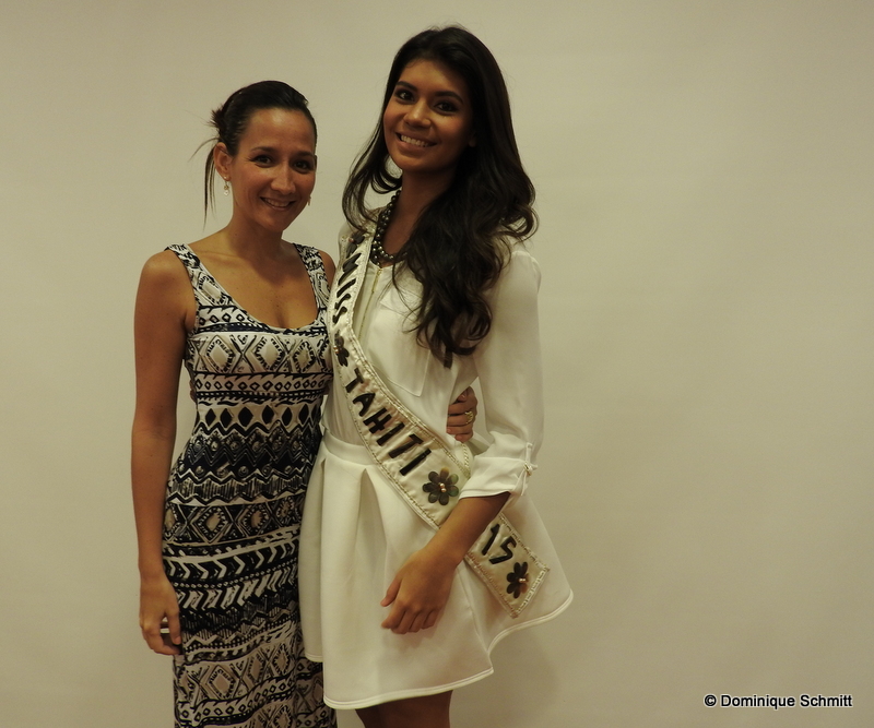 Leiana Faugerat, la directrice du comité Miss Tahiti, aux côtés de Vaimiti Teiefitu, la reine de beauté en titre.
