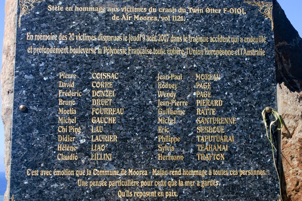 ​Moorea commémore le crash du 9 août 2007