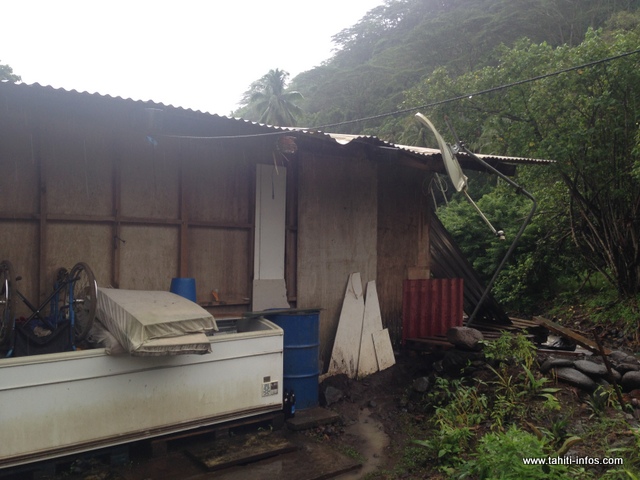 L'antenne pliée de télévision (à droite de la photo) montre la violence de la chute de l'arbre.