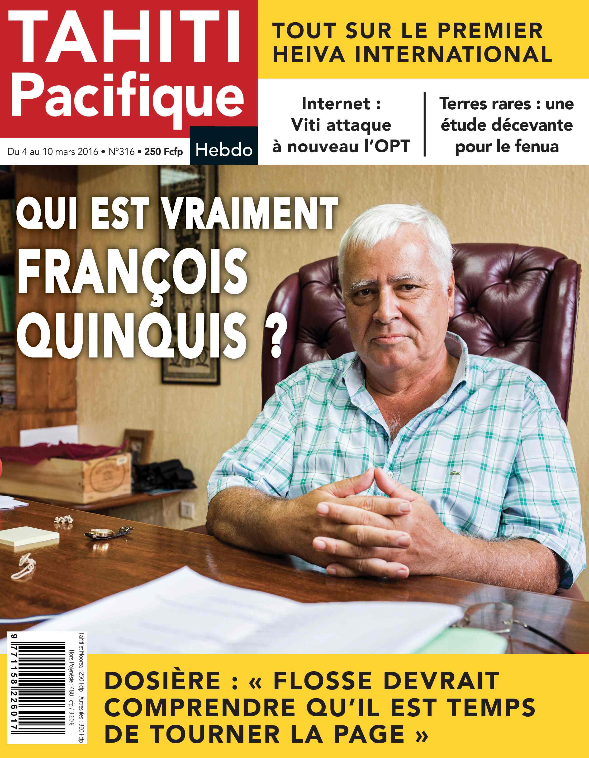 A la Une de Tahiti Pacifique Hebdo ce vendredi