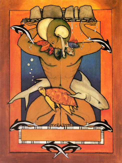 Ruahatu, le dieu de l’océan, œuvre de Bobby Holcomb (1985).