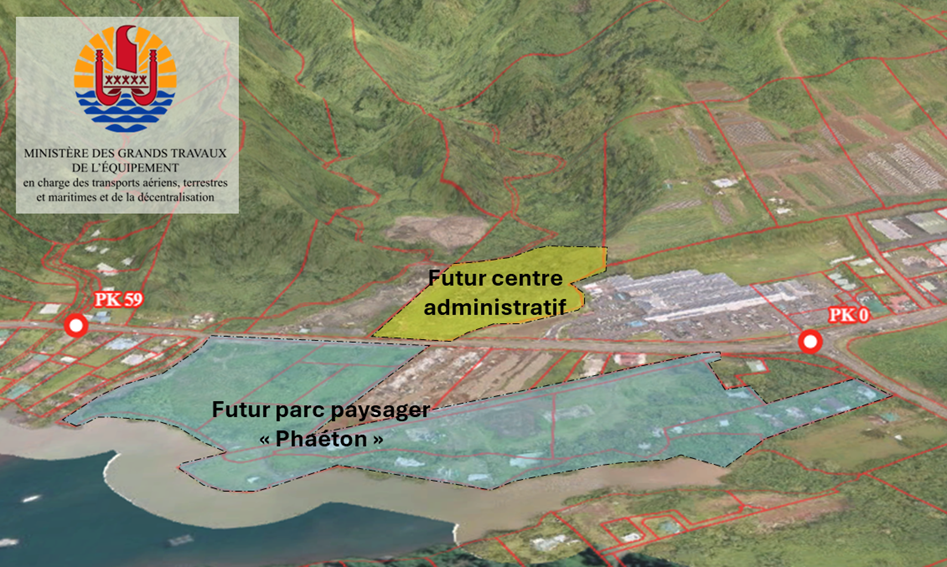 Le projet d’implantation du futur centre administratif à l'entrée ouest de Taravao (Crédit : présidence).