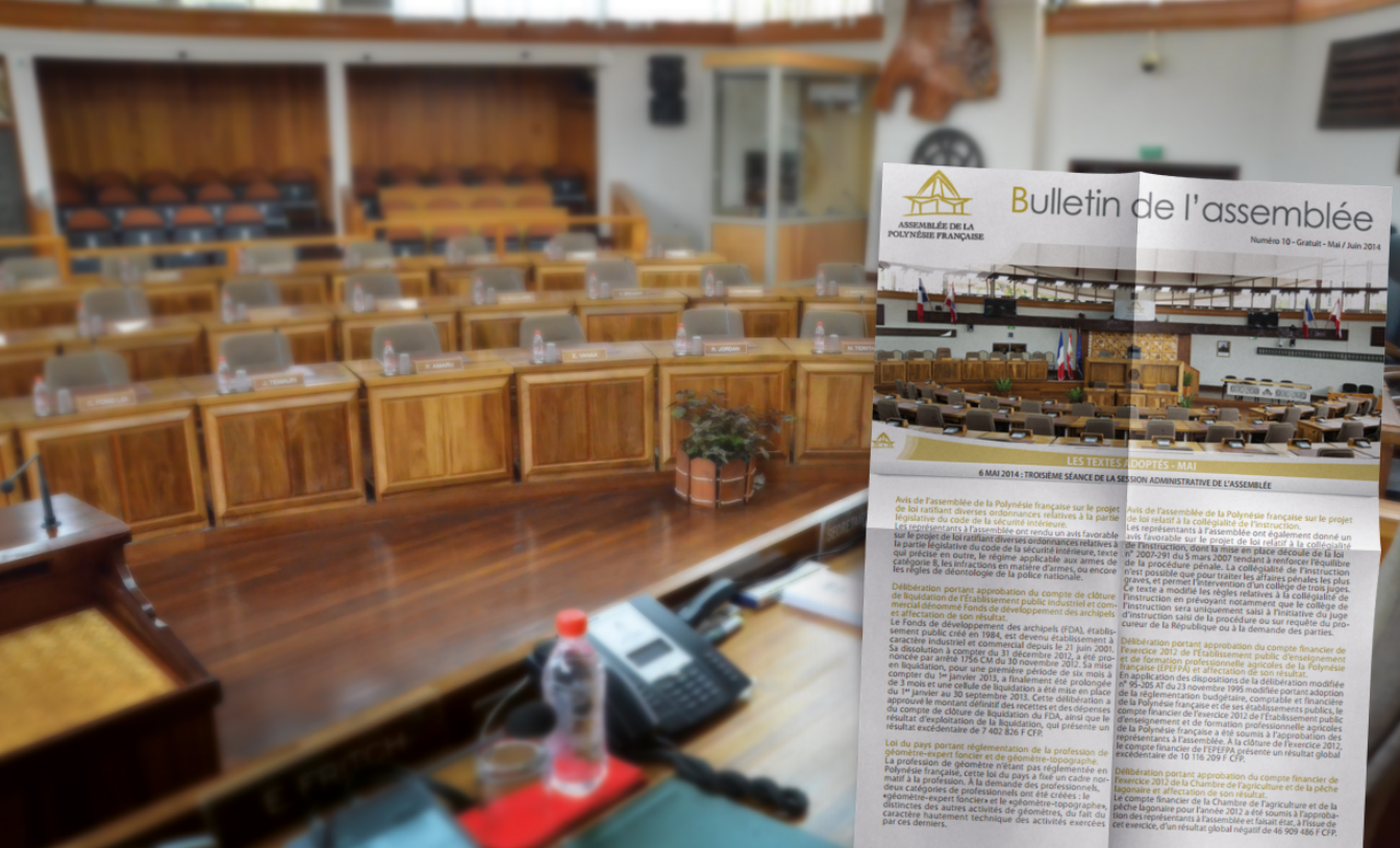 L’assemblée territoriale est condamnée à verser près de 2,7 millions Fcfp à la société B Edition, suite à l’arrêt prématuré de la publication du périodique d’information "Bulletin de l’assemblée".