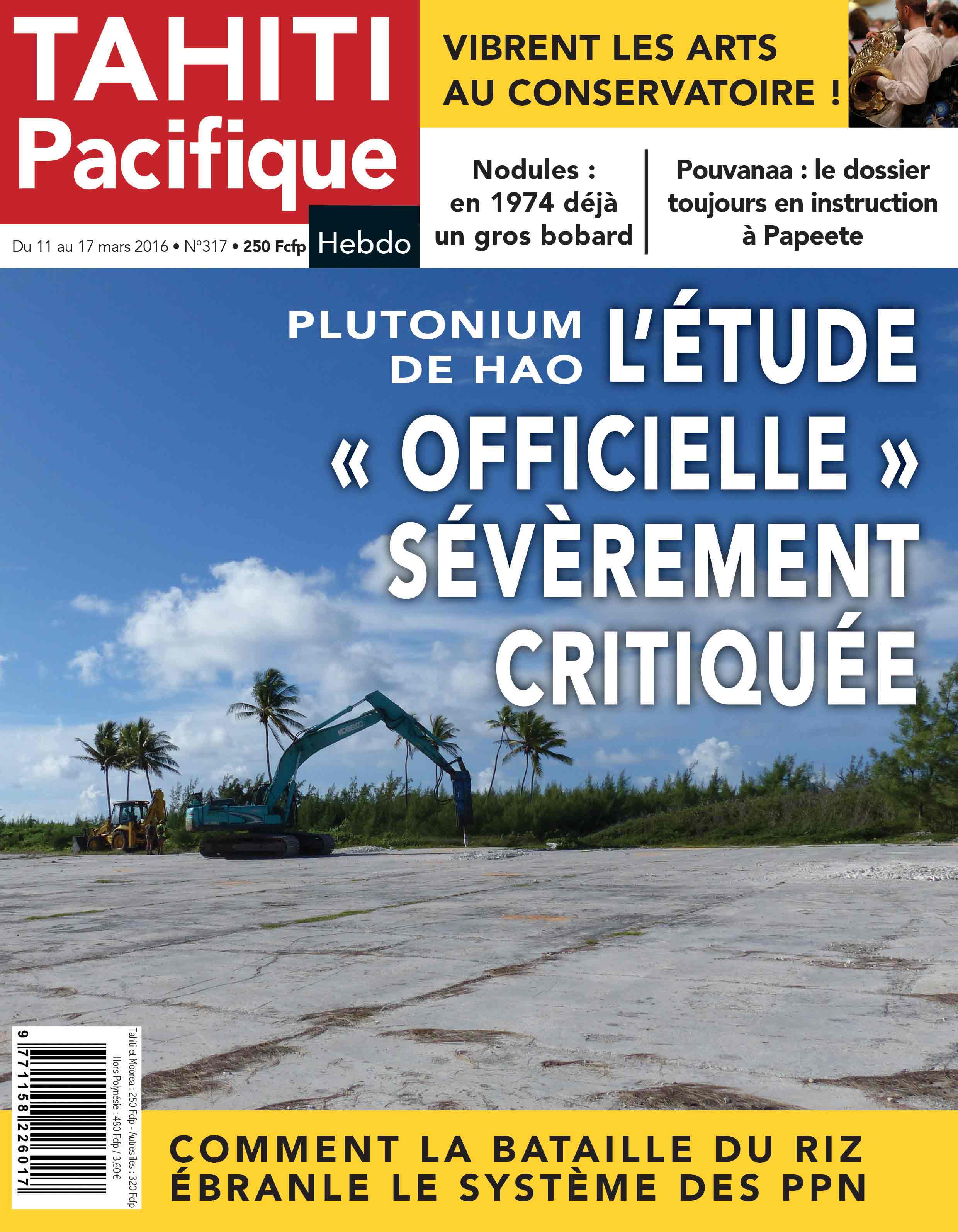 A la Une de Tahiti Pacifique Hebdo :