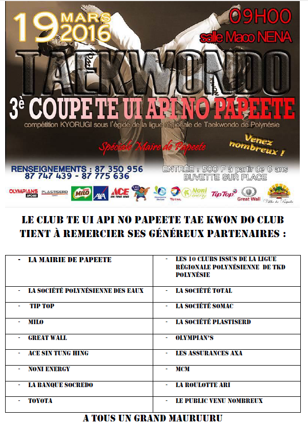 Taekwondo : Résultats de la compétition Kyorugi