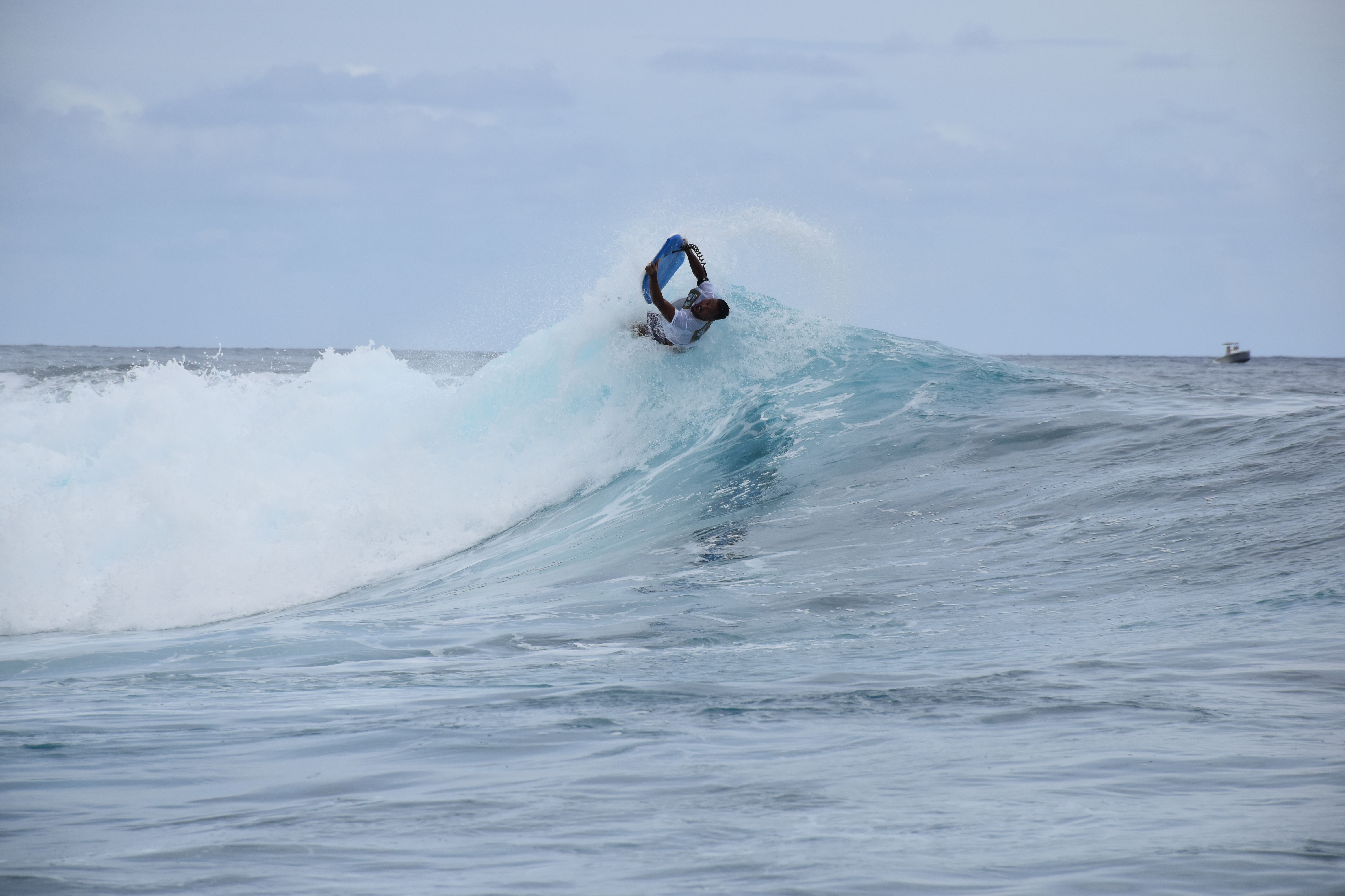 Terence Maitui a enchainé les figures lors de la finale Bodyboard Prone.