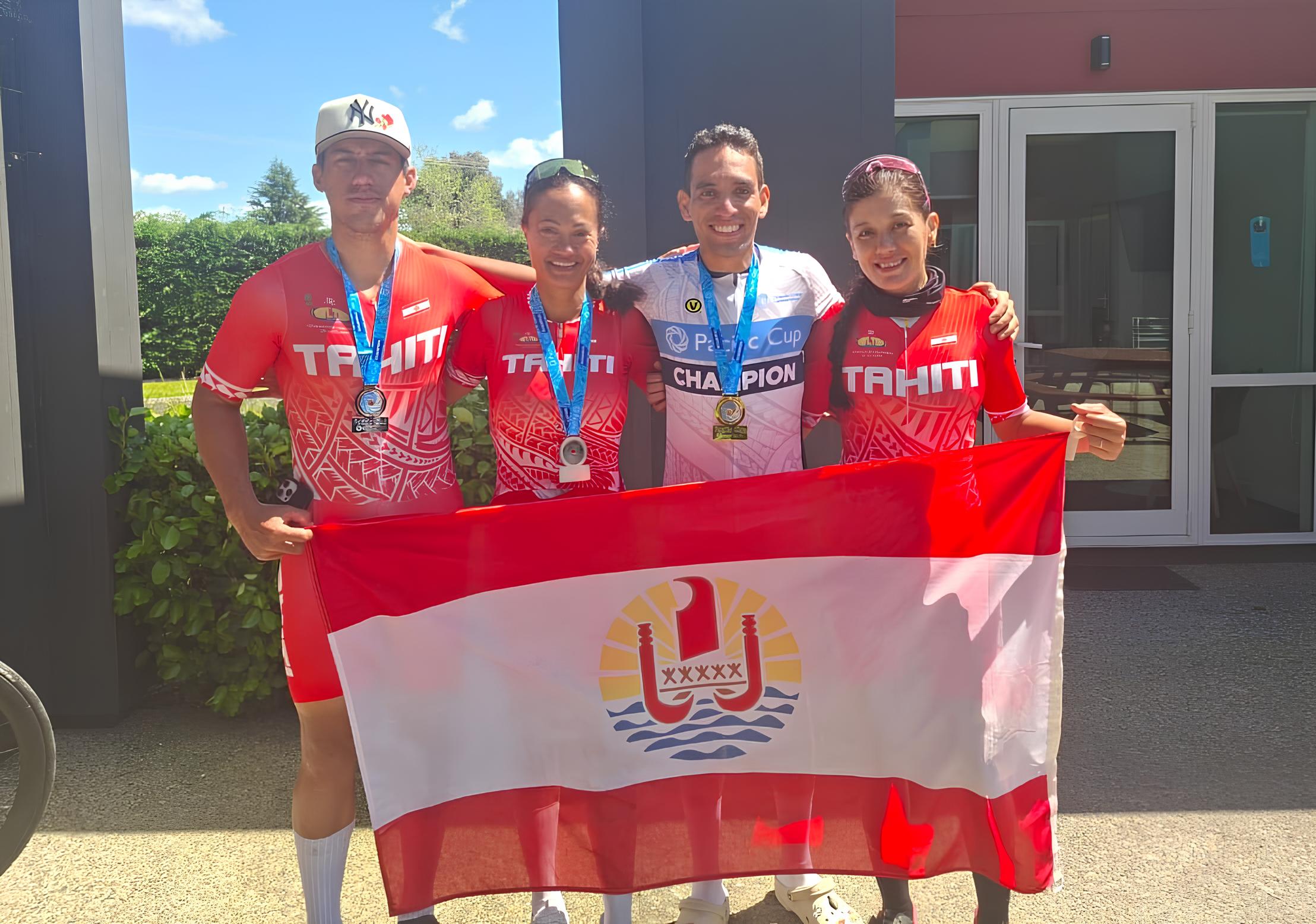 La sélection tahitienne a été brillante en Nouvelle-Zélande avec, de gauche à droite, Heiarii Manutahi, Tekau Hapairai, Kahiri Endeler et Kylie Crawford.