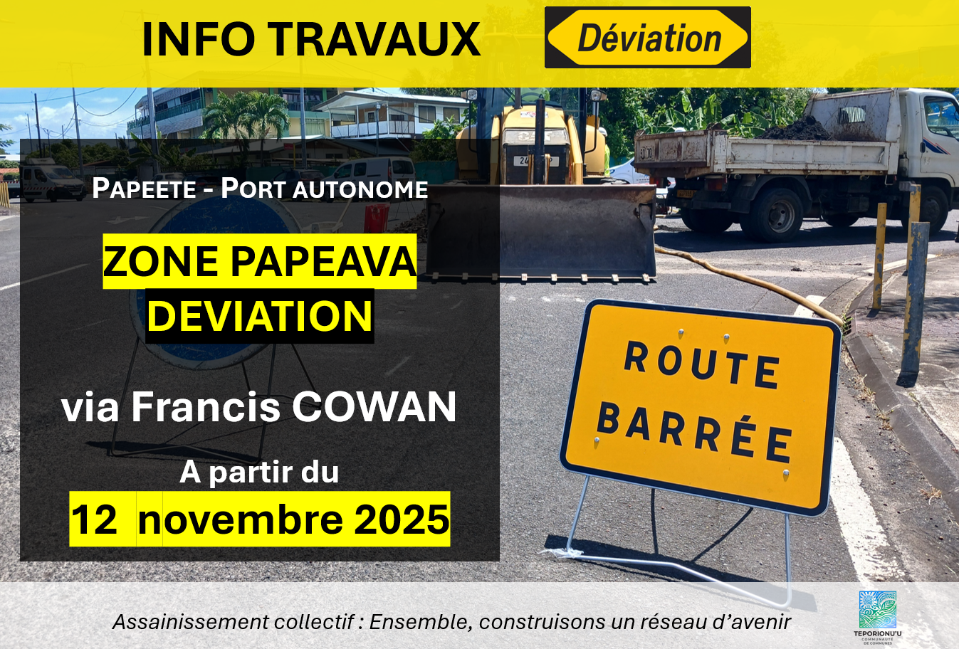 Papeete : huit mois de déviation pour travaux d’assainissement