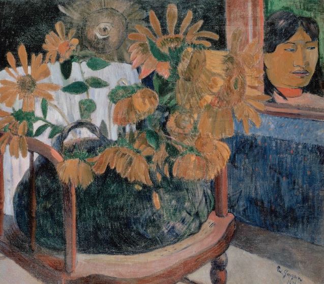 "Nature morte aux tournesols sur un fauteuil" tableau de Paul Gauguin (huile sur toile) datant de 1901. Ce tableau de 73x92cm est exposé au Musée de l’Hermitage à Saint-Pétersbourg (Russie).