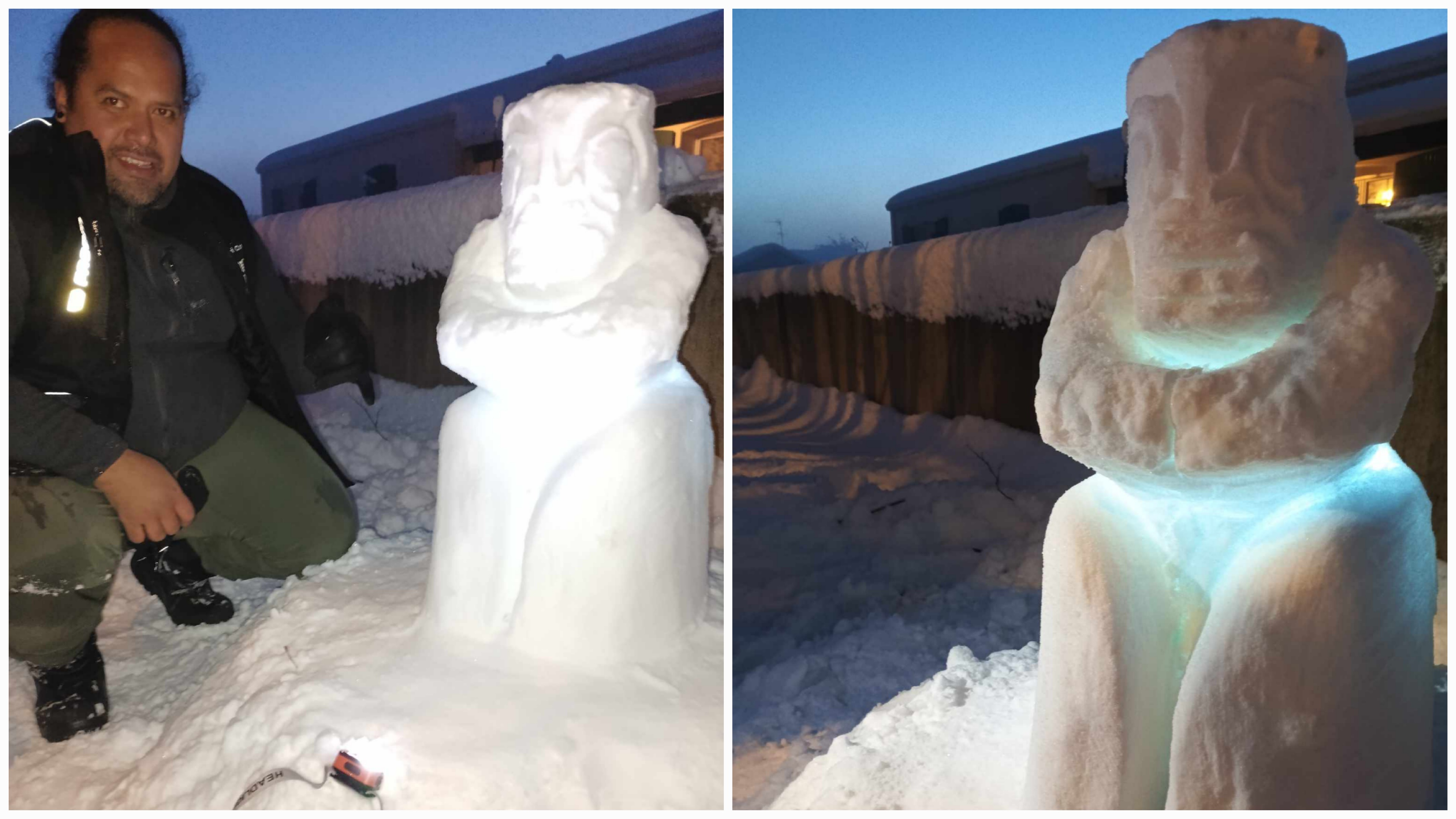 Un bonhomme de neige insolite signé Jean-Louis Tuohe (Crédit : Mata Fenua Tatoo).