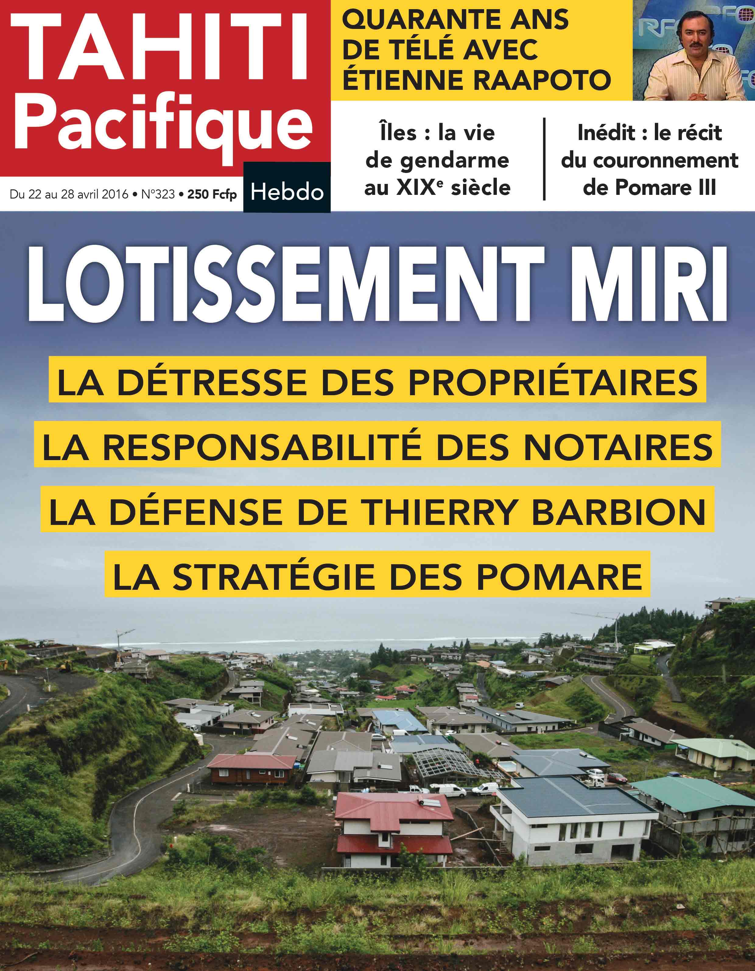 A la Une de Tahiti Pacifique Hebdo aujourd'hui