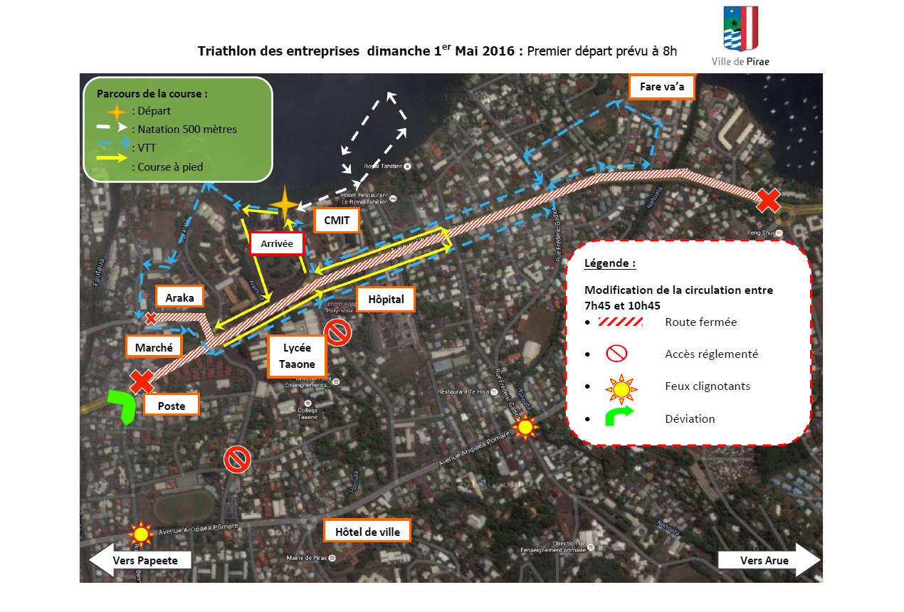 Modification de la circulation ce dimanche à Pirae