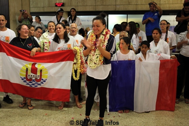 Anne Caroline Graffe lors de son retour triomphal des JO de Londres