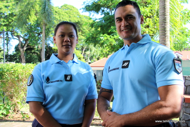 Cindy Afou, 35 ans, affectée à la brigade de Arue, et Valentin Lanteires, 34 ans, enquêteur à la brigade de Tiarei.