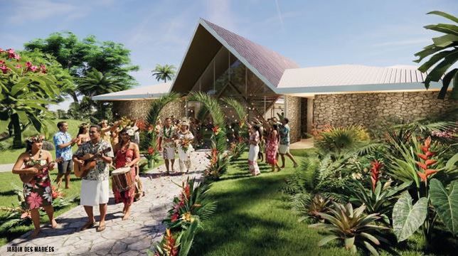 Le jardin des mariés dans le prolongement de la salle des mariages (Crédit photos : Groupement Charles Pascal-Lacombe).