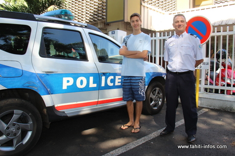 Marc Pidou et le commandant de police Loïc Hanuse.