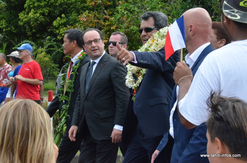 Edouard Fritch et François Hollande à Raiatea le 22 février dernier lors de la visite officielle du président de la République.