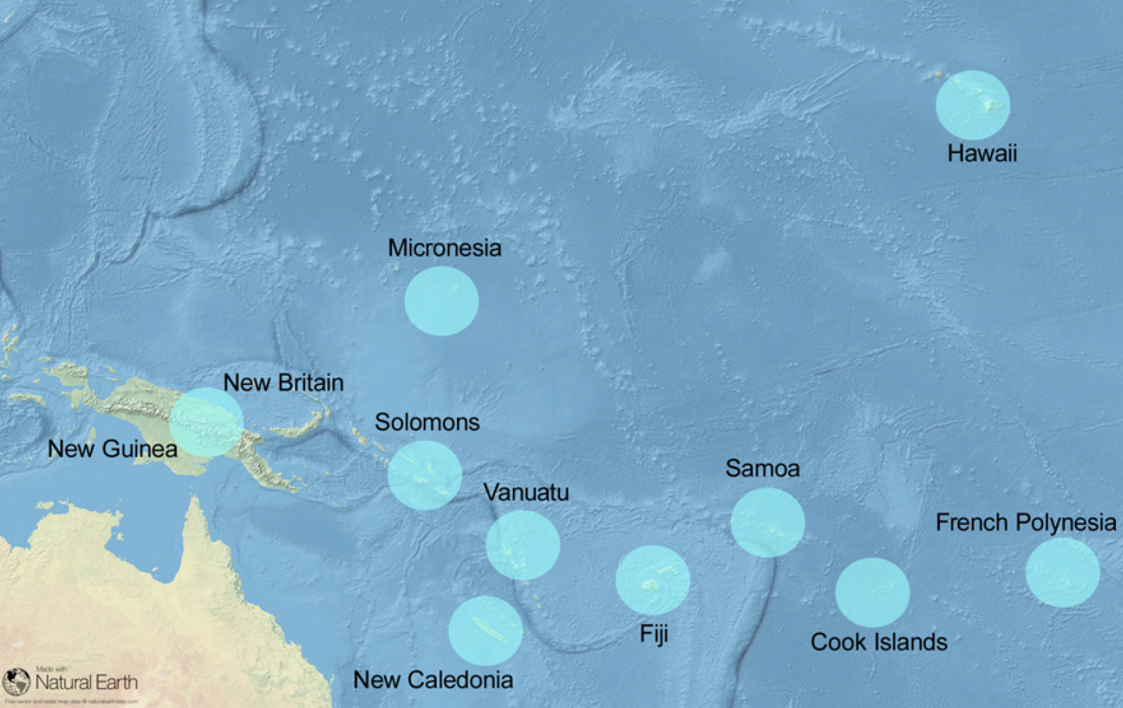 1-Distribution géographique des accessions de bananiers échantillonnés (Plos One mars 2016).