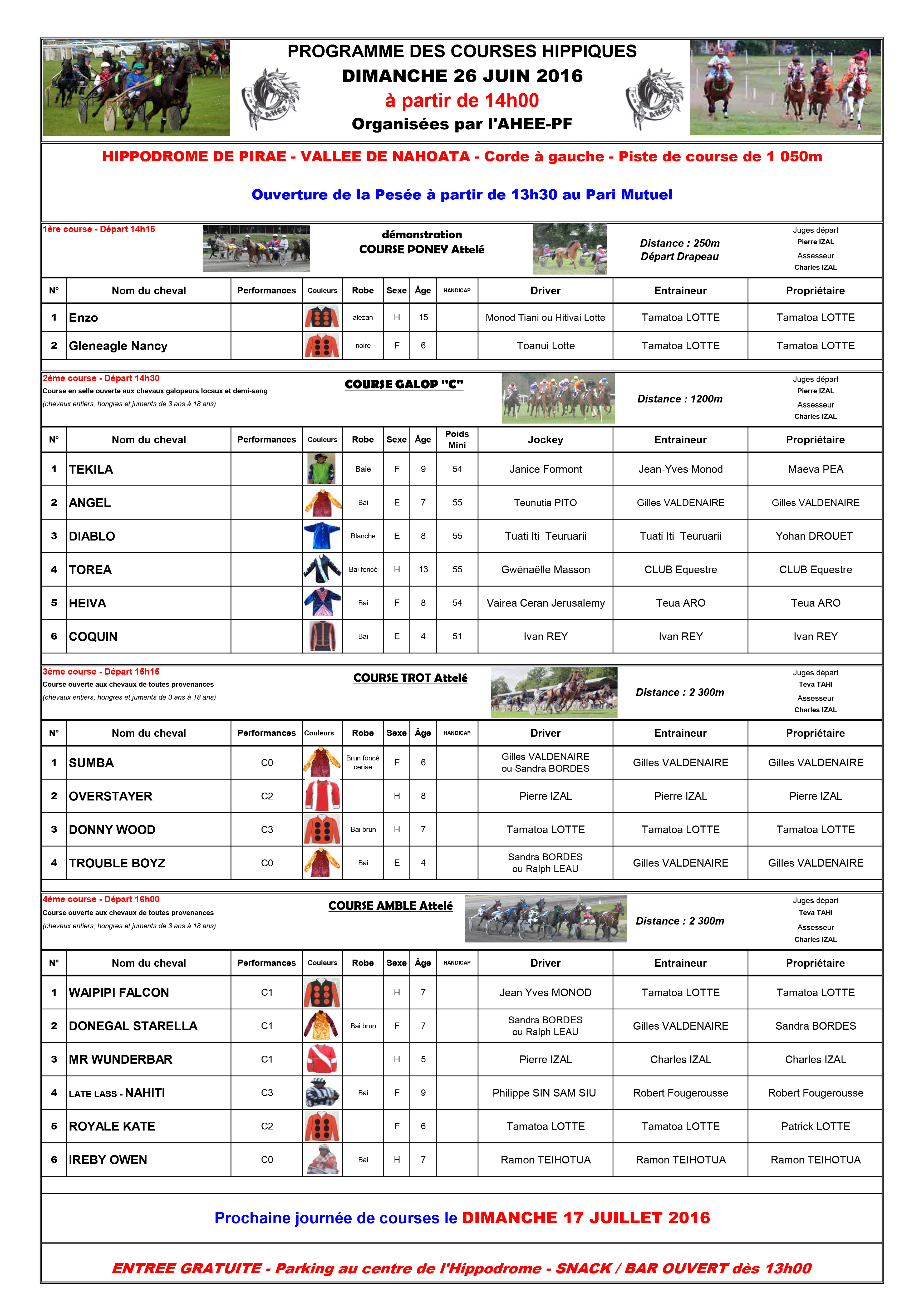 Hippodrome :  La première course équestre de l'année 2016 aura finalement lieu le dimanche 3 juillet (Màj)